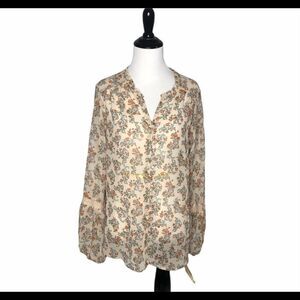 Democracy Floral Print Button Down Blouse NWT
